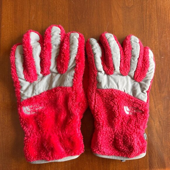 THE NORTH FACE Girls Size Large Pink Osito Fleece Gloves Ski Snow - Picture 1 of 2